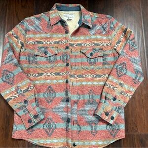 Cody James Men's Spokane Southwestern Aztec Print Sherpa Shacket Size Small